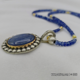 NG-7 Kyanite Necklace Set with Silver and Gold Accents