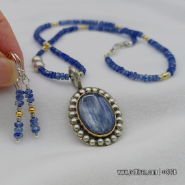 NG-7 Kyanite Necklace Set with Silver and Gold Accents