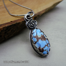 NS-115 Ocean Blue Golden Hill Turquoise and Sterling Silver Necklace