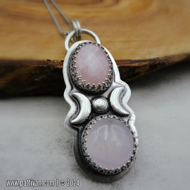 NS-113 Rose Quartz and Sterling Silver Double Gemstone Pendant NS-113 Rose Quartz and Sterling Silver Double Gemstone Pendant