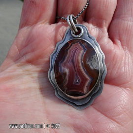 NS-109 Sterling Silver and Aqua Nueva Agate Pendant Necklace NS-109 Sterling Silver and Aqua Nueva Agate Pendant Necklace