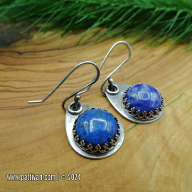 ES-163 Sterling Silver Denim Lapis Tear Drop Earrings