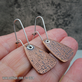 EC-5 Textured Copper Shield Earrings