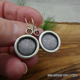 ES-159 ES-158  Textured Circle Sterling Silver Earrings