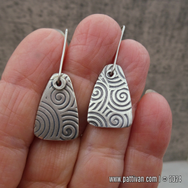 ES-170 Textured Sterling Silver Shield Earrings