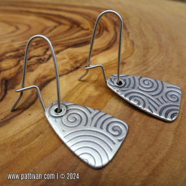 ES-170 Textured Sterling Silver Shield Earrings