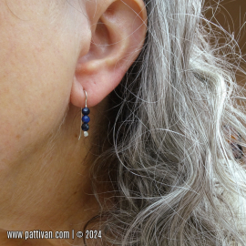 ES-177 Tiny Sodalite and Sterling Silver Drop Earrings