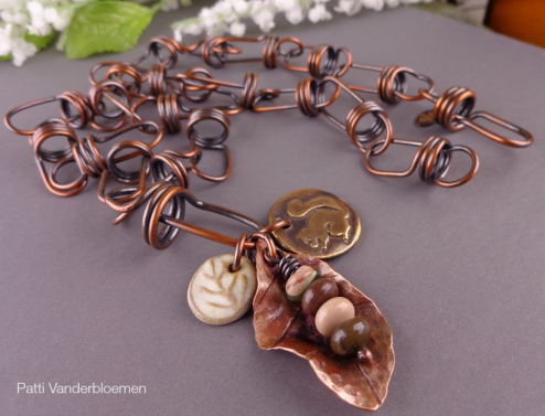 Fold-formed Copper Leaf, Handmade Chain, Artisan Components