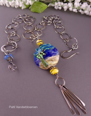 Artisan Made Glass Bead and Handmade Sterling Chain