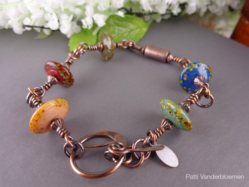 Artisan Lampwork and Copper Bracelet