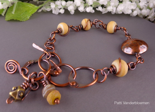 Artisan Lampwork and Copper Bracelet