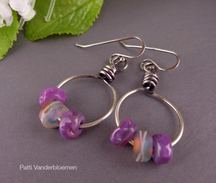 Sterling Hoops with Artisan Glass Beads