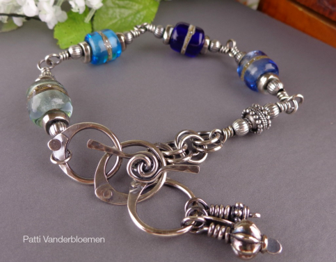 Lampwork and Sterling Silver Bracelet