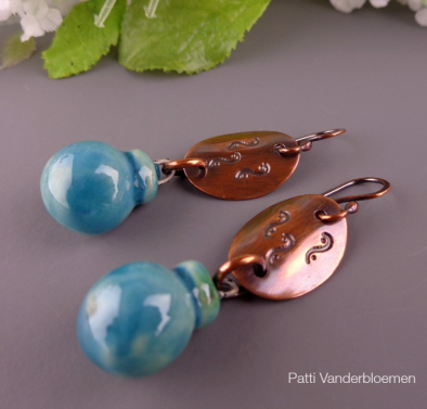 Textured and Formed Copper with Artisan Ceramic Baubles