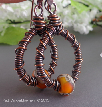 Copper Coiled Hoops and Artisan Lampwork