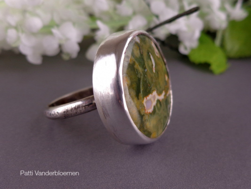 Rainforest Jasper and Sterling Silver Ring