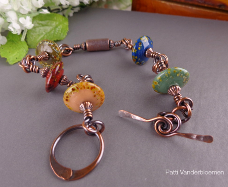 Copper Bracelet with Artisan Lampwork