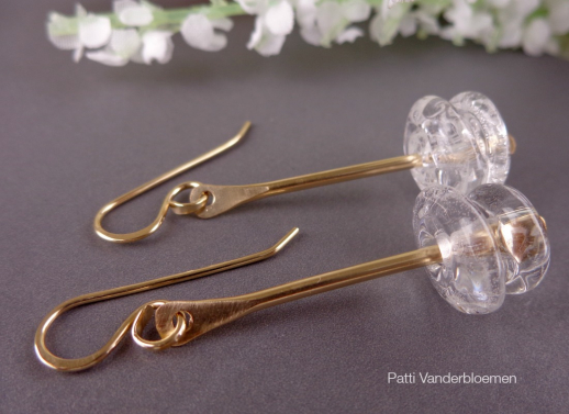Gold Dangle Earrings with Artisan Lampwork Beads