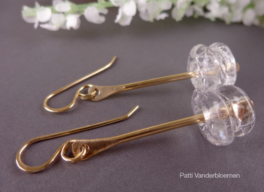 Gold Dangle Earrings with Artisan Lampwork Beads