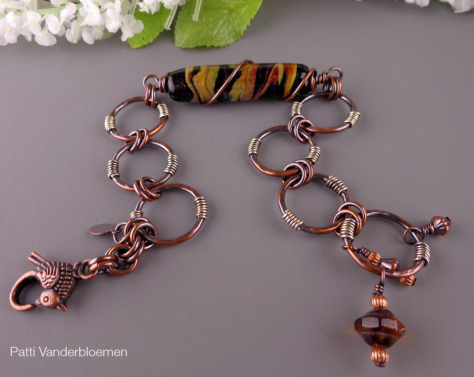 Hand made Chain - Copper and Sterling with Artisan Lampwork Focal
