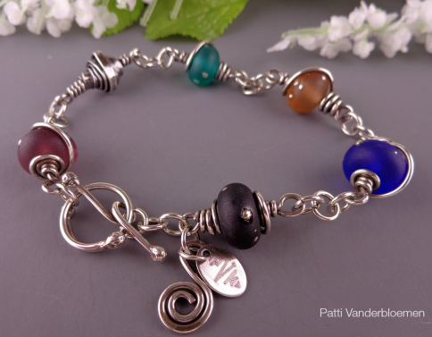 Lampwork Jewels and Sterling Silver Bracelet