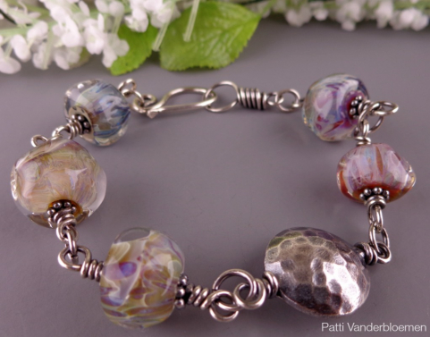 Artisan Beads and Sterling Silver Bracelet
