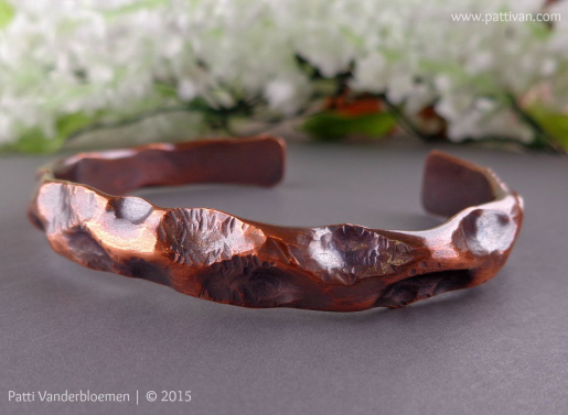 Air Chased Copper Cuff with Sterling Accents Air Chased Copper Cuff with Sterling Accents