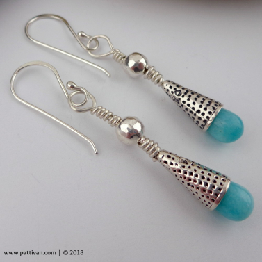 Amazonite and Sterling Silver Drop EArrings