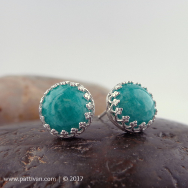 Amazonite and Sterling Stud Earrings