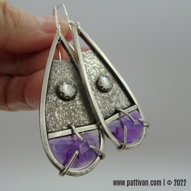 Amethyst and MOP Sterling Silver Earrings