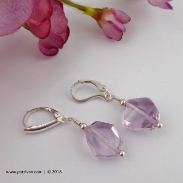 Amethyst Gemstone Nuggets and Sterling Silver Earrings