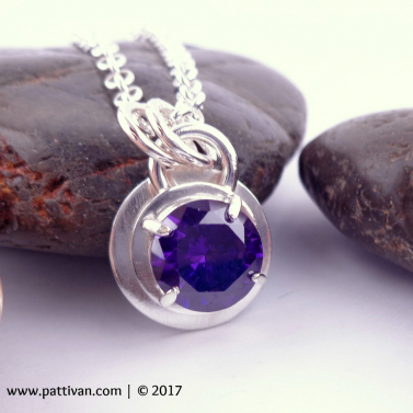 Amethyst CZ and Sterling Silver Necklace