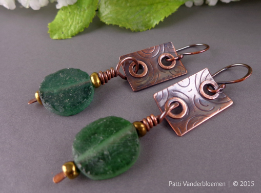 Ancient Roman Glass and Copper Earrings