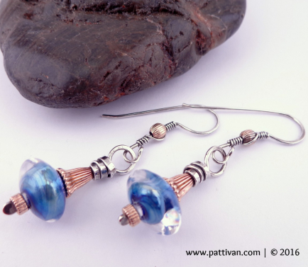 Artisan Ceramic and Sterling Silver Earrings with Gold Accents