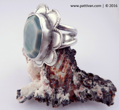 Artisan Porcelain and Sterling Silver Ring