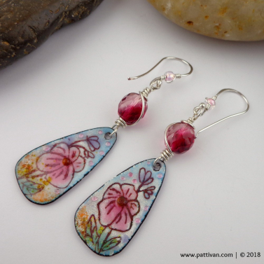 Artisan Enamel and Czech Glass Earrings