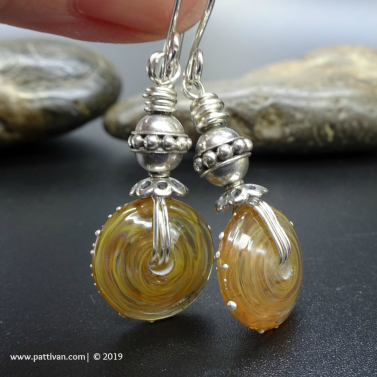 Caramel Artisan Glass and Sterling Silver Earrings