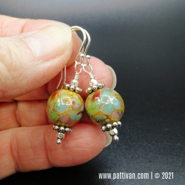 Artisan Glass and Sterling Silver Earrings