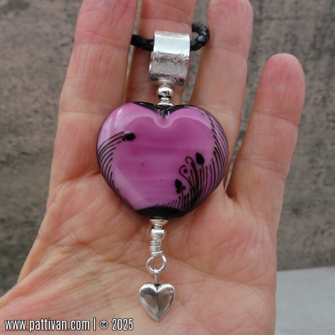 Artisan Glass Heart and Sterling Silver Necklace