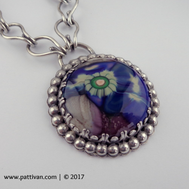 Artisan Glass Pendant with Hand Made Sterling Silver Chain