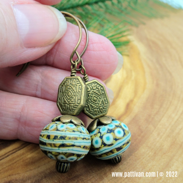 Artisan Lampwork and Brass Earrings