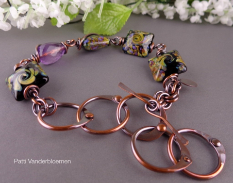 Artisan Lampwork and Copper Bracelet