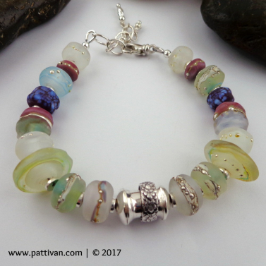 Handmade Sterling Spinner Bead and Artisan Glass Bracelet