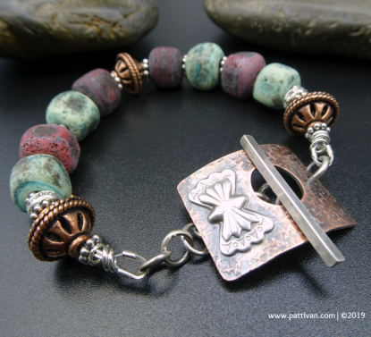 Artisan Lampwork and Hand Forged Toggle Bracelet