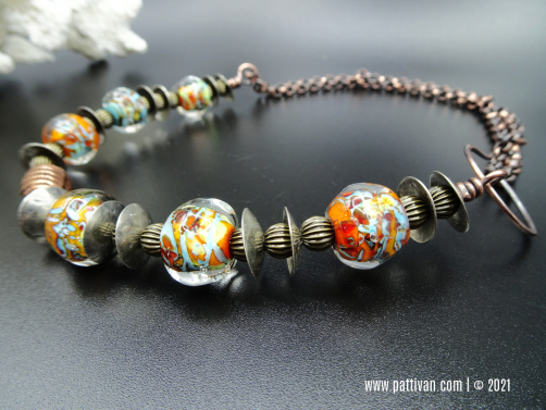 Artisan Lampwork and Mixed Metal Choker Necklace