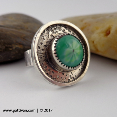 Artisan Glass and Sterling Silver Ring