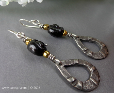Artisan Pewter and African Glass Earrings