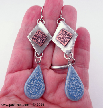 Artisan Porcelain Mixed Metal Earrings