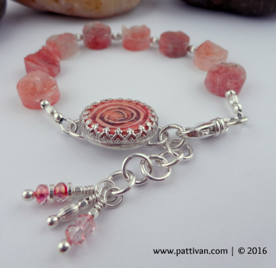 Artisan Porcelain and Sunstone Adjustable Bracelet