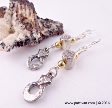 Handmade Sterling Tube Beads and Artisan Pewter Charms Handmade Sterling Tube Beads and Artisan Pewter Charms